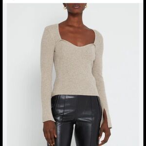 Beige Ribbed Knit Sweater